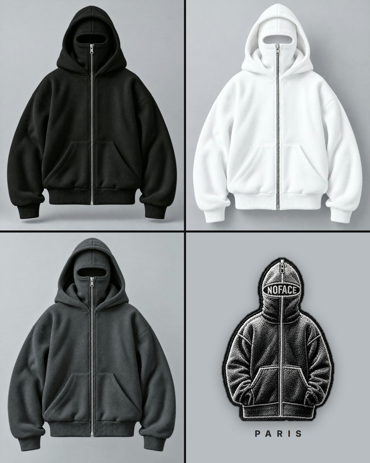 Sweat NOFACE PARIS en noir, blanc et gris foncé