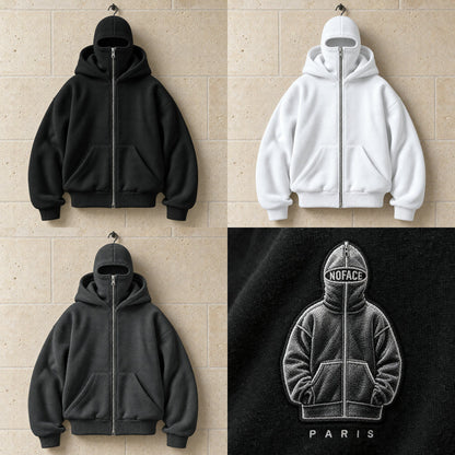 Sweat cagoule NOFACE PARIS en noir, blanc et gris foncé